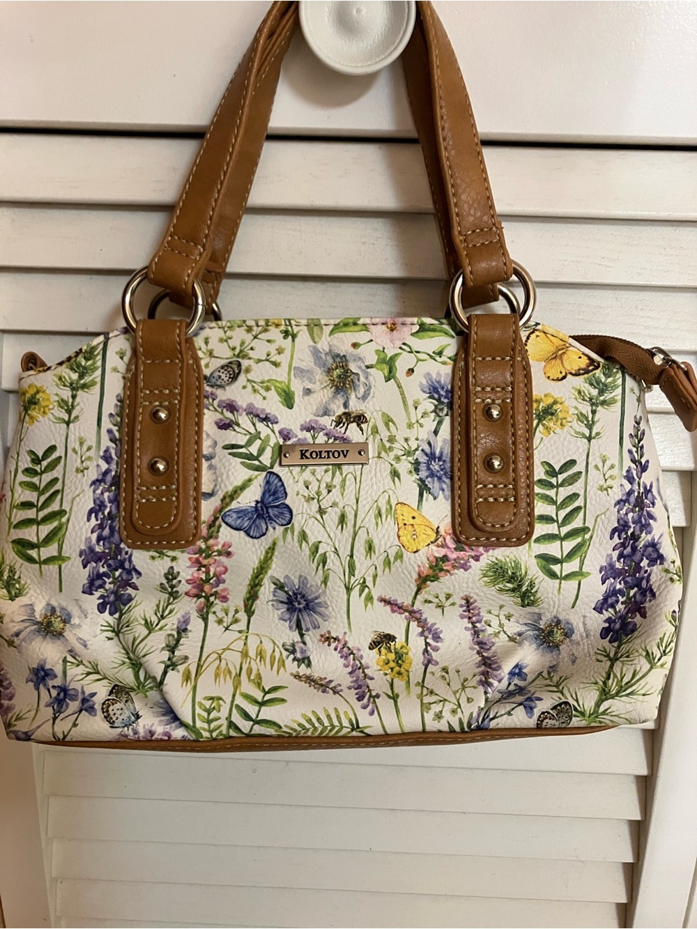 Koltov Botanical Wildflower Butterfly Satchel Bag Organizer Purse - Like New!